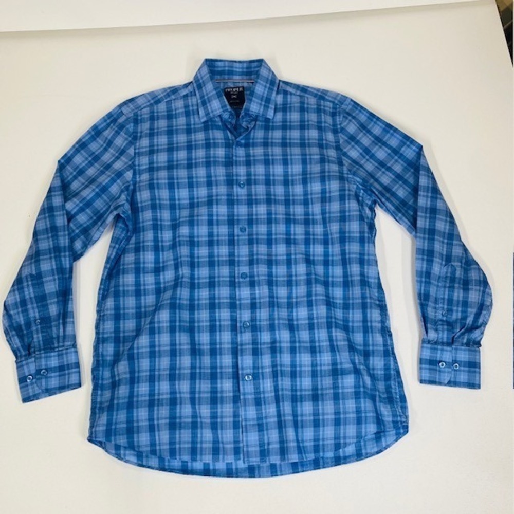 Proper Sport Plaid Button Down Shirt Contemporary Fit Pure Cotton Large‎